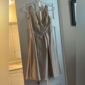 Champagne mid length dress. Bridesmaid. Wedding guest.